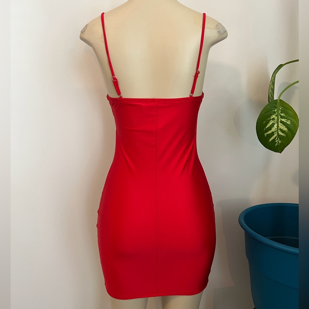 Mind Code Red T-strap Body-con Mini Dress - Picture 8 of 10